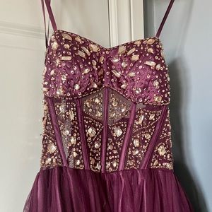Long purple rose gold dress